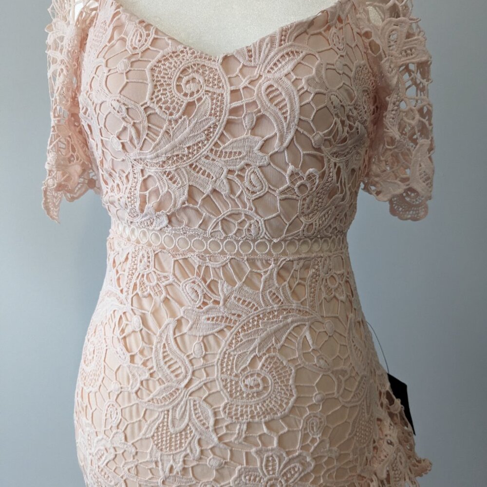 LuLu's Blush Pink Briarwood Laced Ruffled Mini Dress